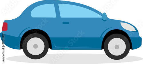 Blue Sedan Car side view. Auto, lifestyle, travel. Transport concept. illustration can be used for topics like road, travelling, city