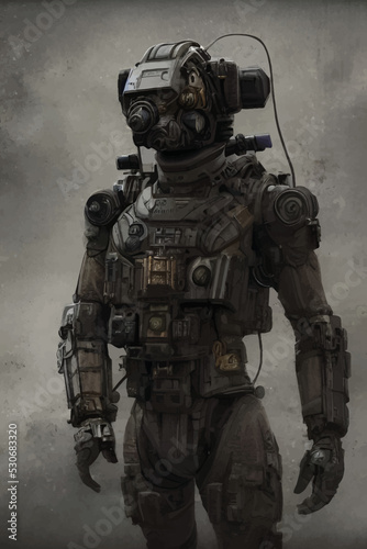Soldier from the future in an exoskeleton