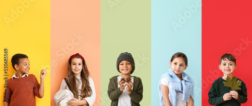 Set of children in warm clo...