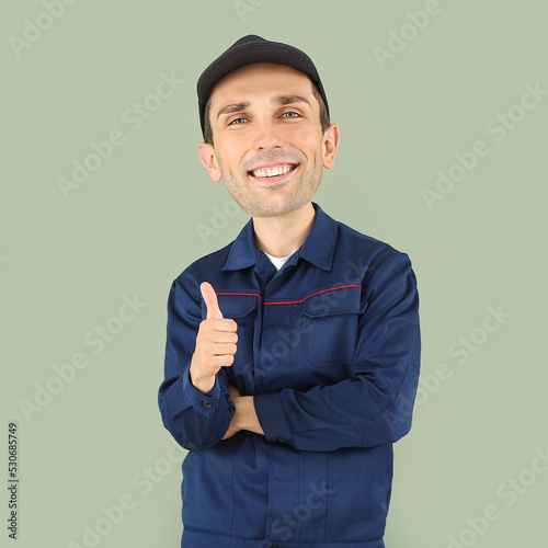 Funny car mechanic with big...