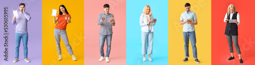 Set of people with tablet c...