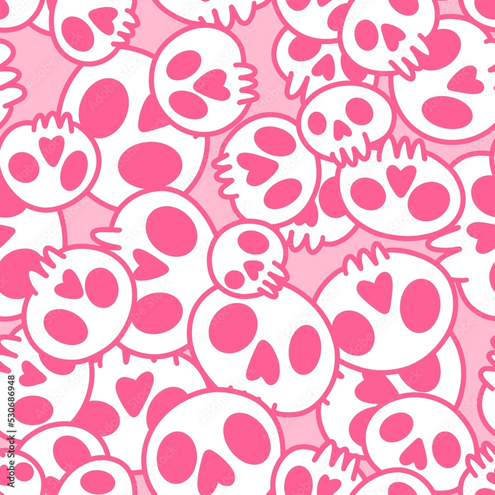 Cartoon doodle seamless Halloween skulls pattern for wrapping paper and clothes print and kids accessories Cartoon doodle seamless Halloween skulls pattern for wrapping paper and clothes print and kids accessories