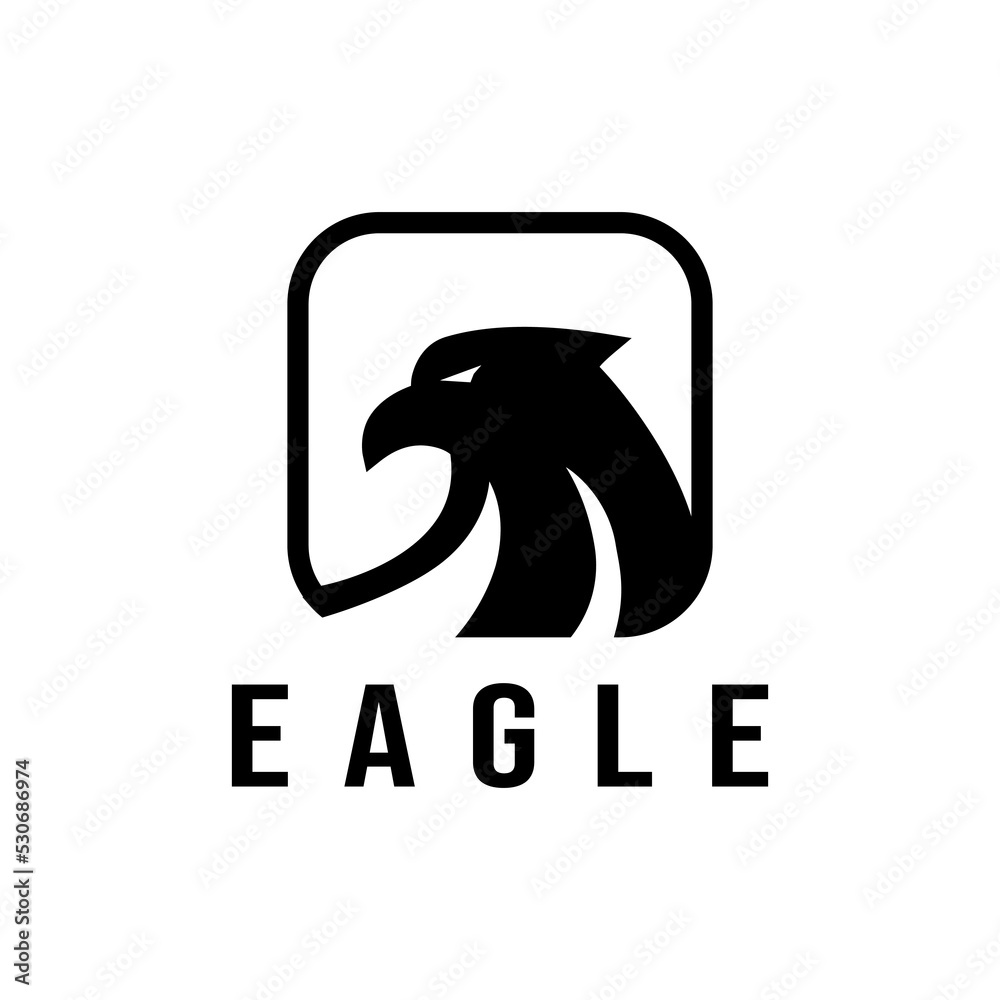 Fototapeta premium eagle head logo in square on isolated background
