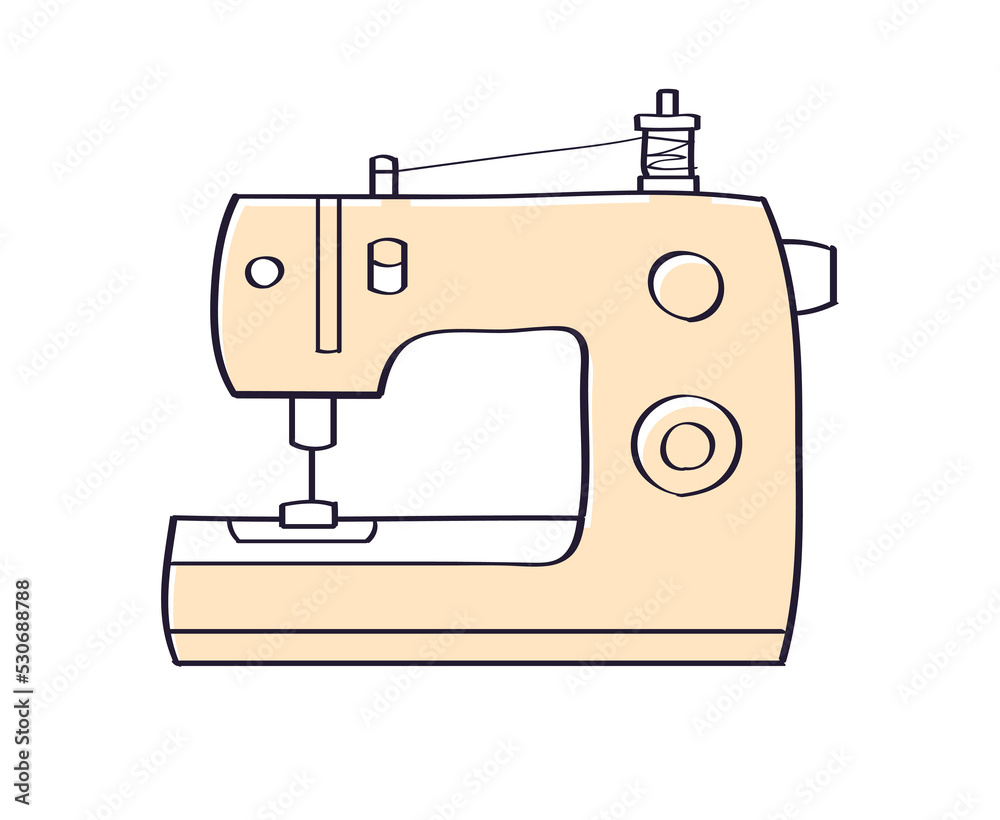 Electric sewing machine isolated vector illustration