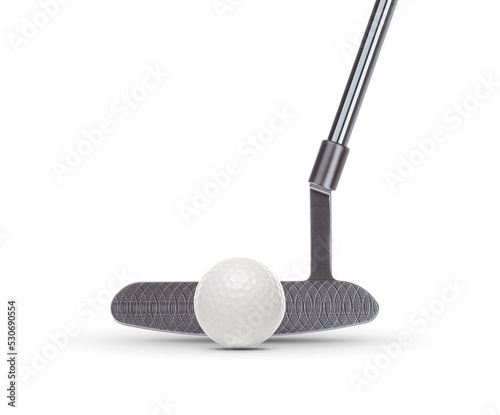 Transparent PNG of Textured Face of Golf Club Putter and Golf Ball