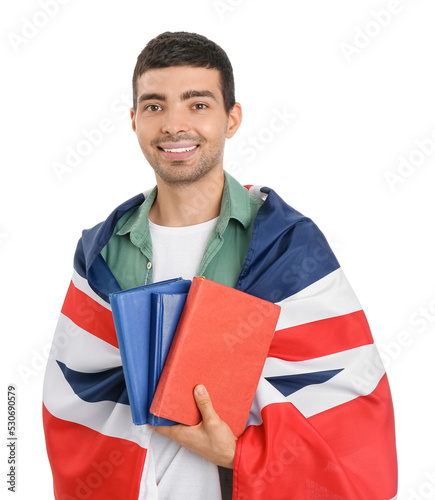 Young man with UK flag and ...