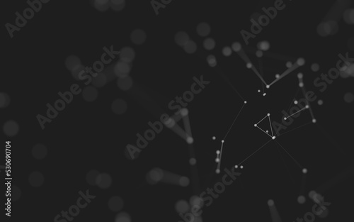 Abstract background. Molecules technology with polygonal shapes, connecting dots and lines. Connection structure. Big data visualization.