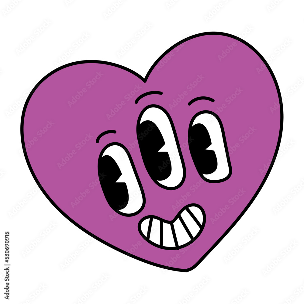 Isolated cute happy groovy heart emote icon Vector Isolated cute happy groovy heart emote icon Vector