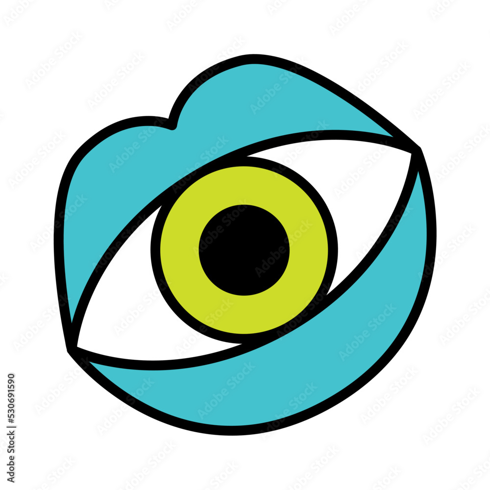 Obraz premium Isolated colored 60s groovy eye emote graffiti Vector