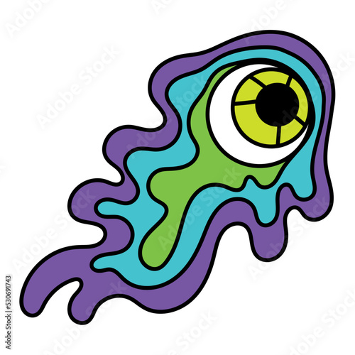 Isolated colored 60s groovy eye emote graffiti Vector
