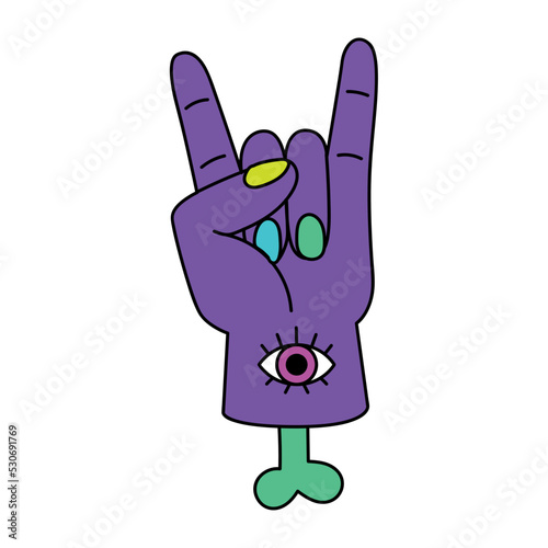 Vászonkép Isolated colored 60s groovy hand emote graffiti Vector