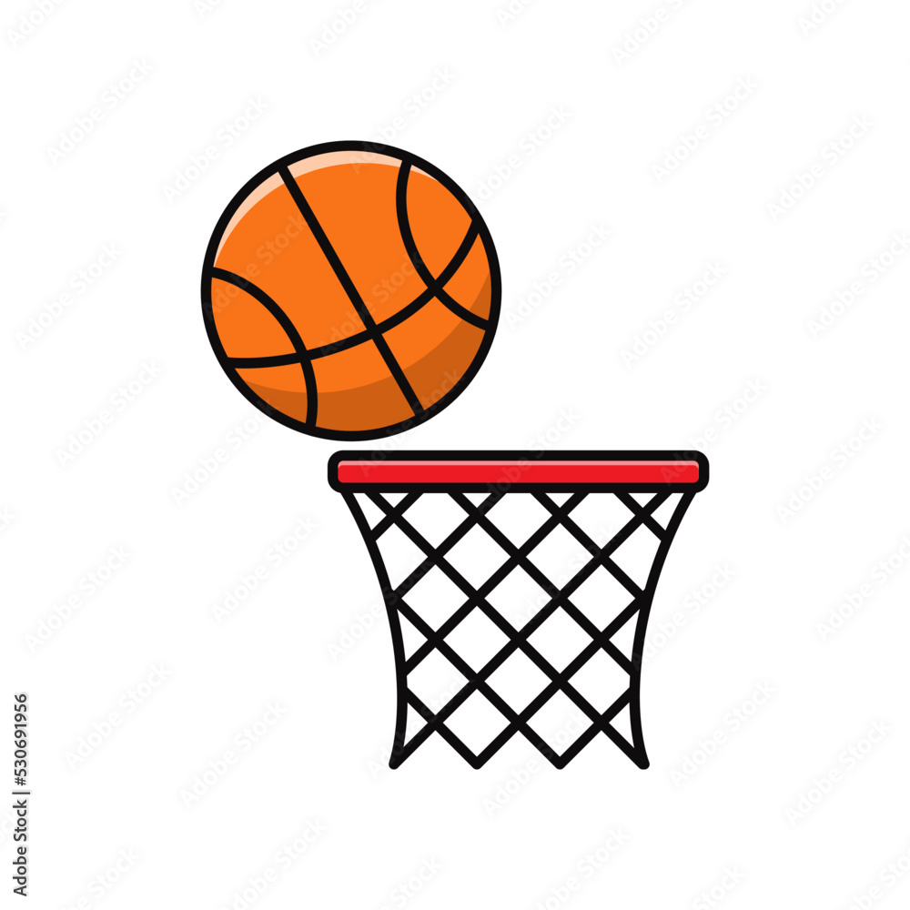Basketball icon with linear color style isolated on white background