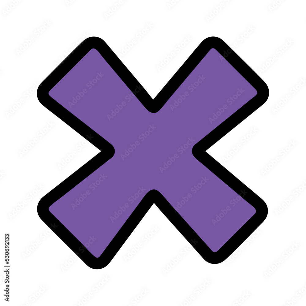Isolated purple 60s groovy cross icon Vector Isolated purple 60s groovy cross icon Vector