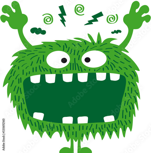 grünes Monster mit Schielaugen