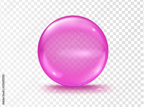 Pink transparent bubble on a transparent background. Vector illustration