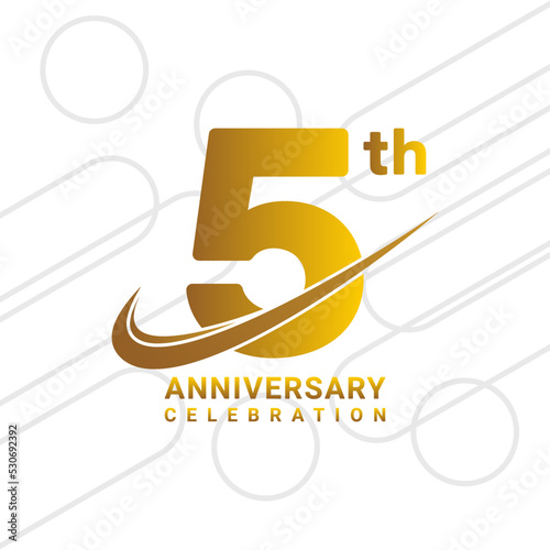 5th anniversary celebration, golden anniversary celebration logo type isolated on white background, vector illustration