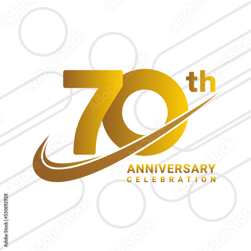 70th anniversary celebration, golden anniversary celebration logo type isolated on white background, vector illustration