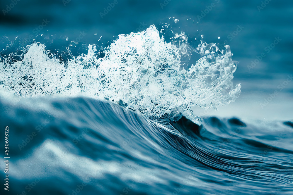 Beautiful deep blue wave in the Ocean - obrazy, fototapety, plakaty 