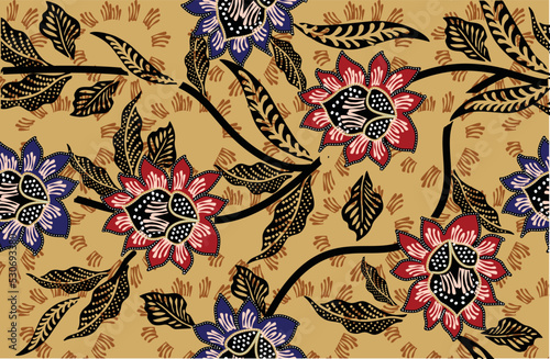 Indonesian batik motifs with very distinctive plant patterns. Vector 10