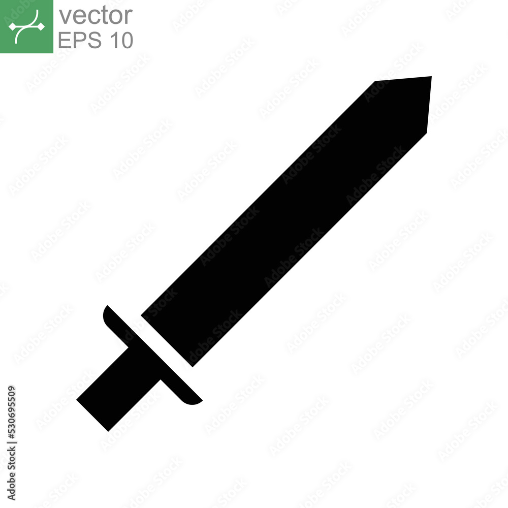 Simple sword japanese. Martial arts, Samurai knife for battle knight. Katana with handle outline symbol as traditional weapon equipment.solid Vector illustration. Design on white background. EPS 10 Simple sword japanese. Martial arts, Samurai knife for battle knight. Katana with handle outline symbol as traditional weapon equipment.solid Vector illustration. Design on white background. EPS 10