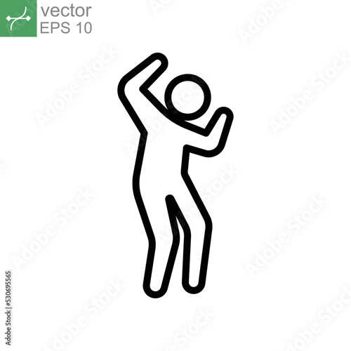 Dancer dancing icon line in trendy style. man hearing and dancing simple element can be use for web and mobile. Annoyed human in happy walking. Vector illustration. Design on white background. EPS 10