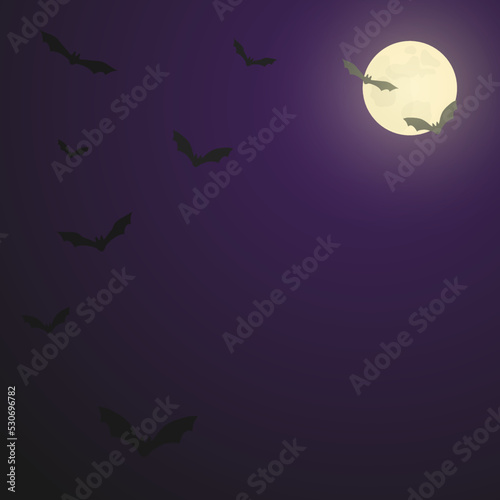 Full moon and bats Halloween background