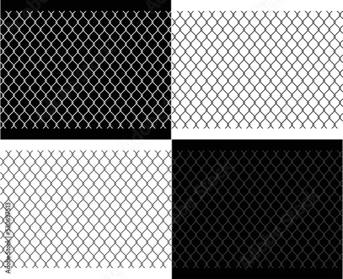 Fototapeta Grid metallic wire link mesh metal seamless pattern prison barrier secured prope