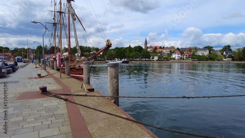 Marina Eckernförde mit sail and fishing boats on a beautiful day in summer
