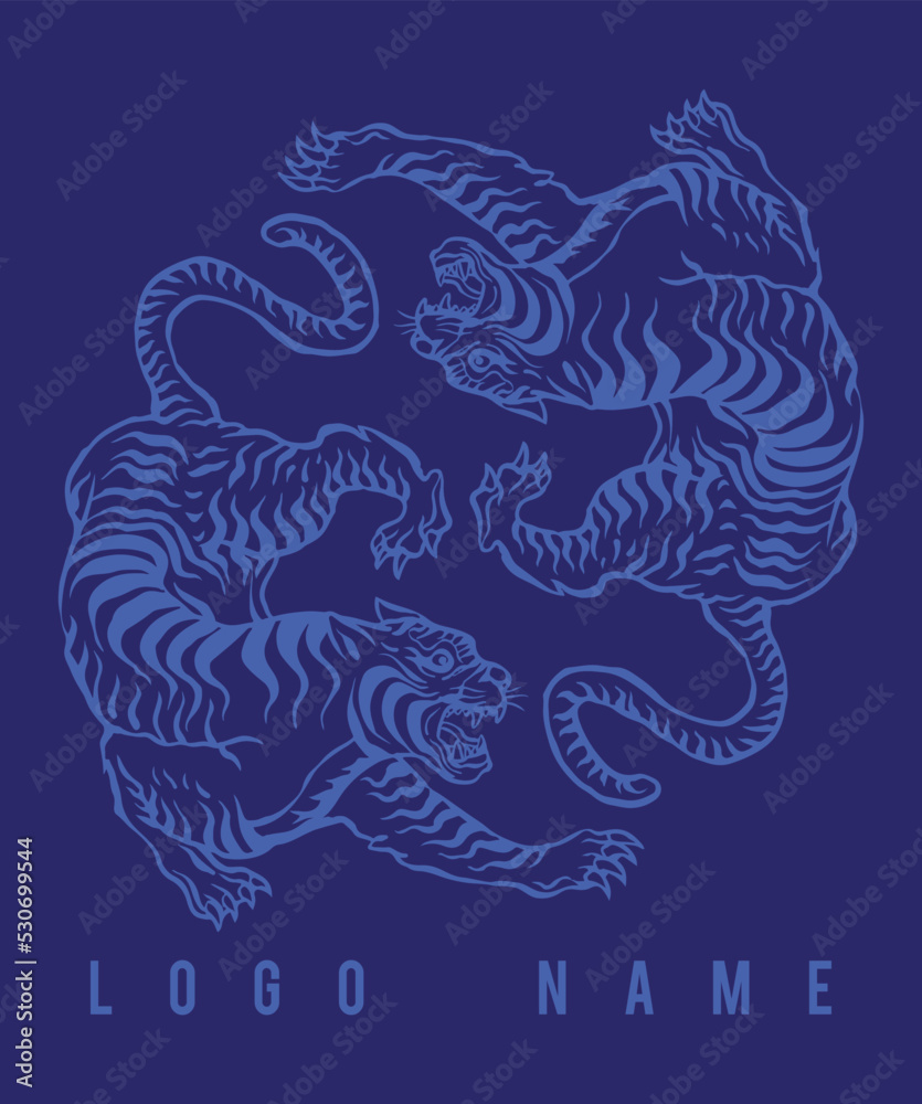 Fototapeta premium tiger angry animal illustration in detailed style