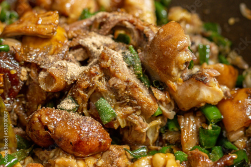 "tongseng" mutton dish cooked with lots of chili