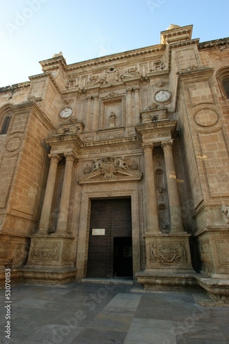 Fortified Cathedral of AlmerÃ­a Almeria Cathedral Sky Door Building Sculpture photo