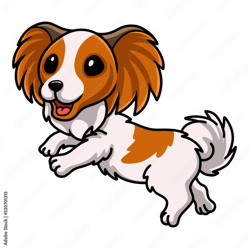 Cute papillon dog cartoon posing Cute papillon dog cartoon posing