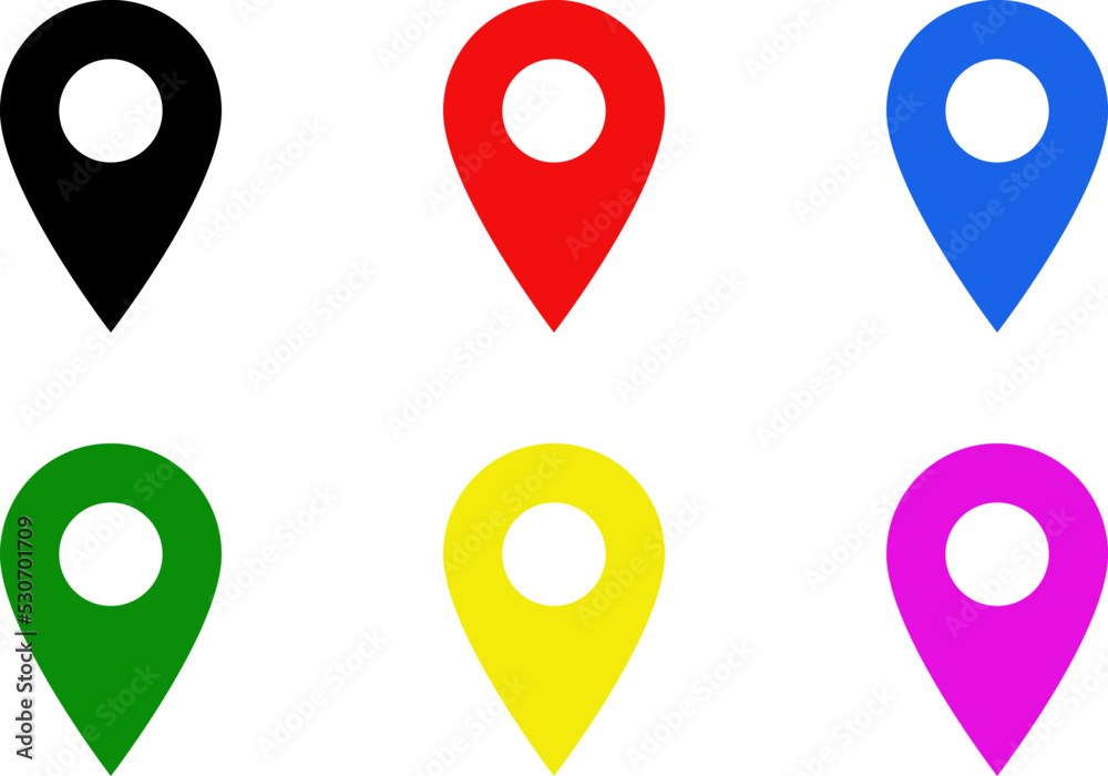 Simple map location pin icon (6 color set) Simple map location pin icon (6 color set)