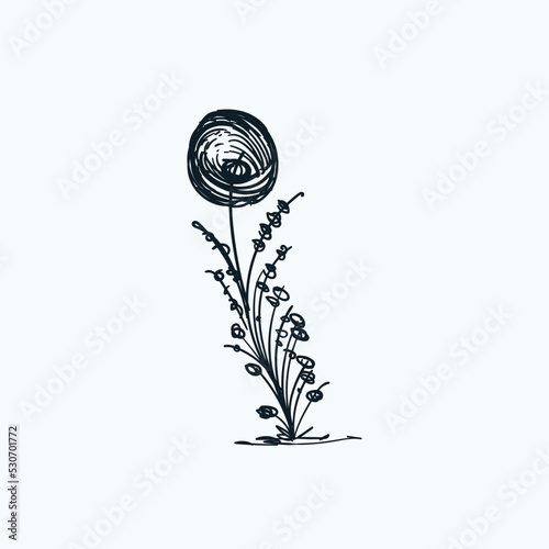 Vintage hand drawn sketch imaginary plant
