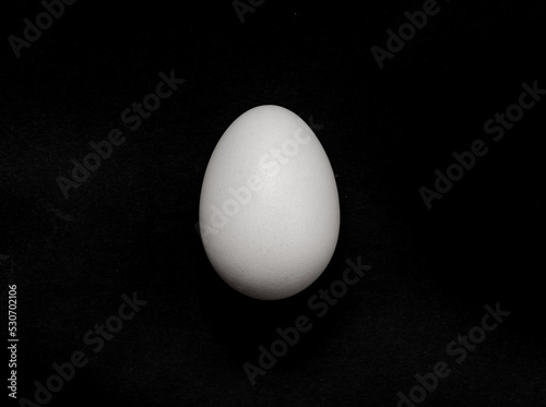 White egg on a black background.Natural protein.