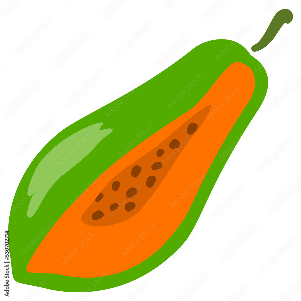 Fruit cartoon ripe halved papaya Fruit cartoon ripe halved papaya