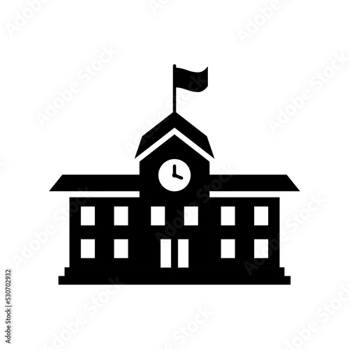 Icono de escuela. Edificio escolar. Concepto de educación. Institución educativa. Ilustración vectorial