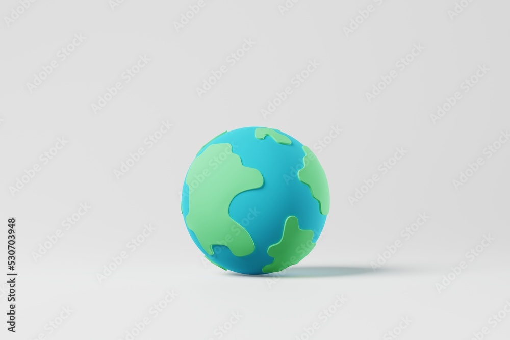 Earth or globe on white background. Conservative, environment, sustainability concept. 3d rendering Earth or globe on white background. Conservative, environment, sustainability concept. 3d rendering