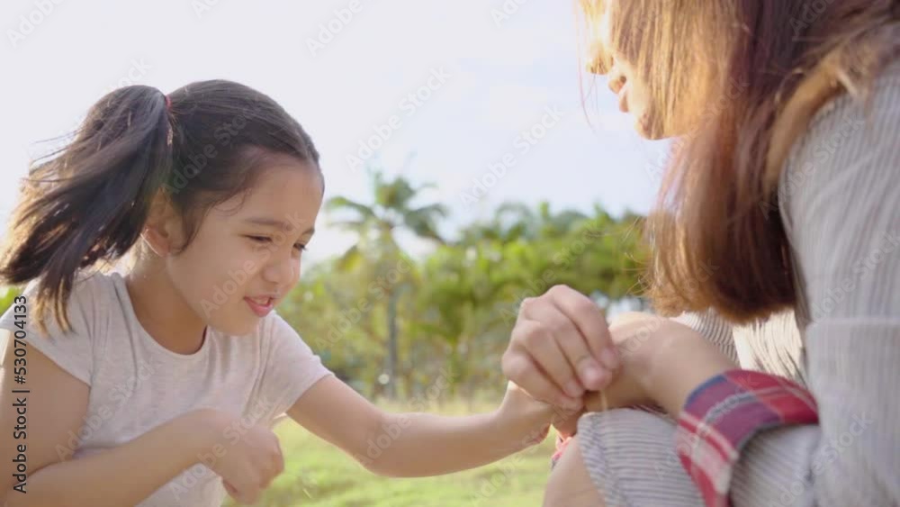 Slow motion of Elder sister and sister play together in park, young mother and adorable girl enjoying weekend while playing in backyard. Sibling sitting in grass and spend time together in holiday.
Slow motion of Elder sister and sister play together in park, young mother and adorable girl enjoying weekend while playing in backyard. Sibling sitting in grass and spend time together in holiday.