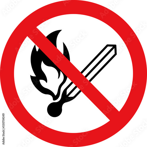 Prohibition sign (pictogram) / No open flame (png)