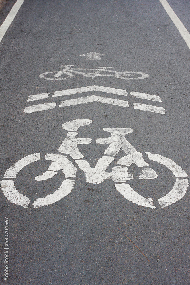 Bike sign on the road bike way Bike sign on the road bike way