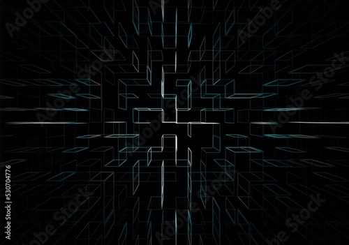 Abstract blue cubic zoom background