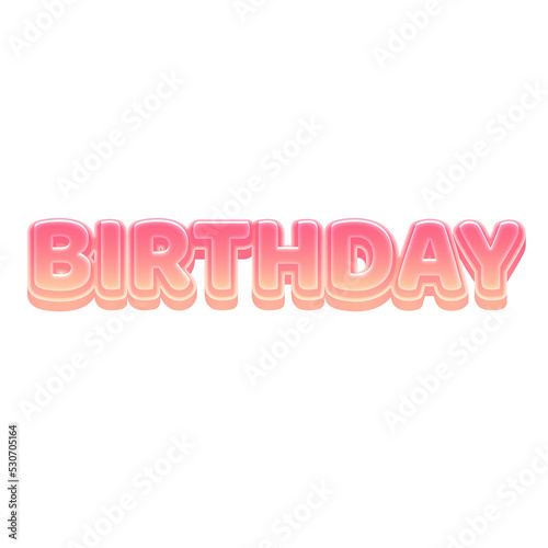 Birthday Cute 3D Text Pastel Color