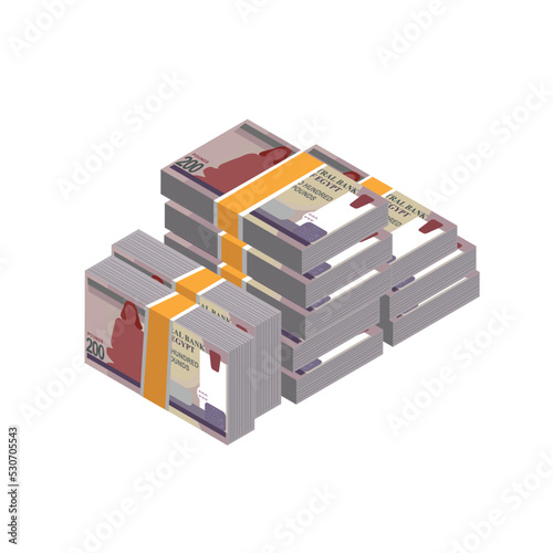 Vector illustration of stacks of Egyptian pound notes. editable and scalable eps