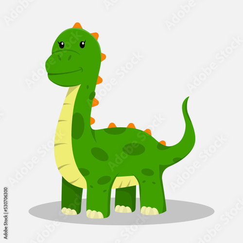 Cute Green Dinosaur Design Character Illustration
