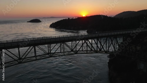 Wallpaper Mural Aerial shot of an empty Deception Pass bridge during a warm summer sunset. Torontodigital.ca
