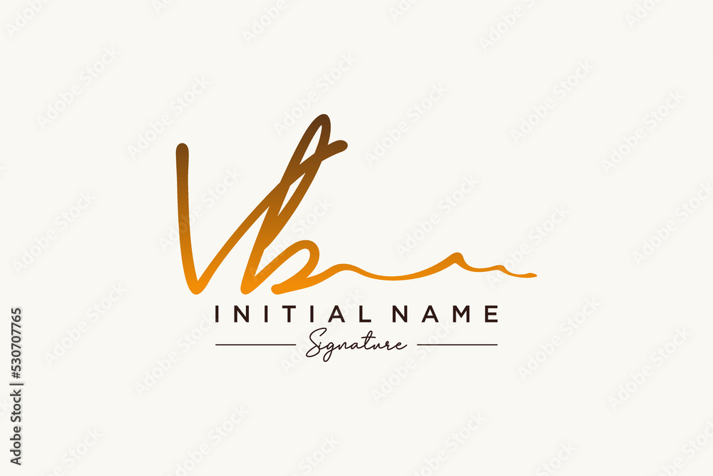 Fototapeta premium Initial VB signature logo template vector. Hand drawn Calligraphy lettering Vector illustration.