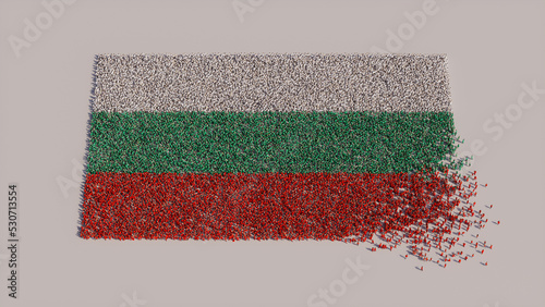 Bulgarian Flag formed from a Crowd of People. Banner of Bulgaria on White. photo