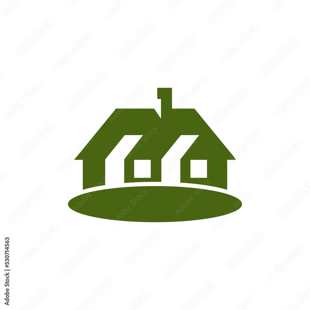 Green home industry simple icon logo symbol design template. Eco house simple for nature logo
