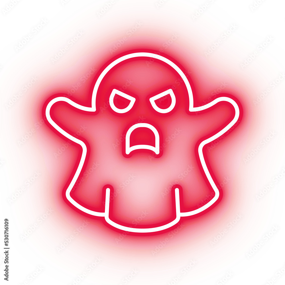 Neon red ghost icon, illustration of neon glowing ghost with transparent background Neon red ghost icon, illustration of neon glowing ghost with transparent background